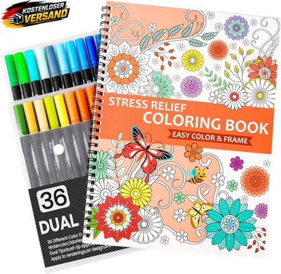 Malbuch für Erwachsene mit 30 Mustern Blumen Tiere Mandala Stressabbau