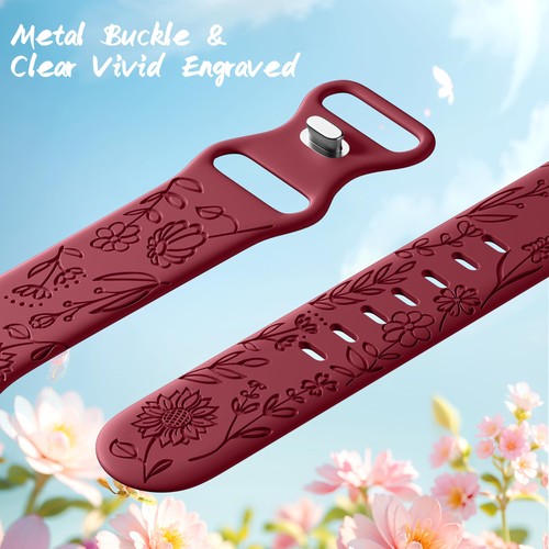 Apple Watch Band 6 Pack 44mm 45mm 49mm Floral Silicone Strap iW42-DH-XRKMG-07 - Picture 3 of 5