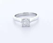 0.7 CT Natural Diamond F/VS2 Princess Cut 18K White Gold Classic Solitaire Ring