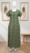 Women Cotton Nighty Maxi Nightgown With Pocket Printed Floral India Handmade