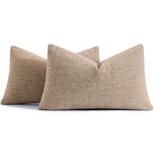decorUhome Chenille Throw Pillow Covers 12x20 Set of 2 Khaki