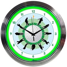 Golf Neon Clock sign New wall lamp light 15" Golfer clubs driver Dads gift