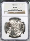 1881 S Morgan Silver Dollar - NGC Certified MS63 White !!