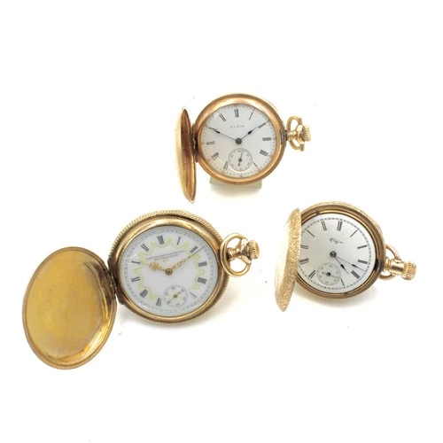 Antique Elgin J.W. Coatsworth 7j 0-6s GF Pocket Watches Lot of 2 #WB4625-1
