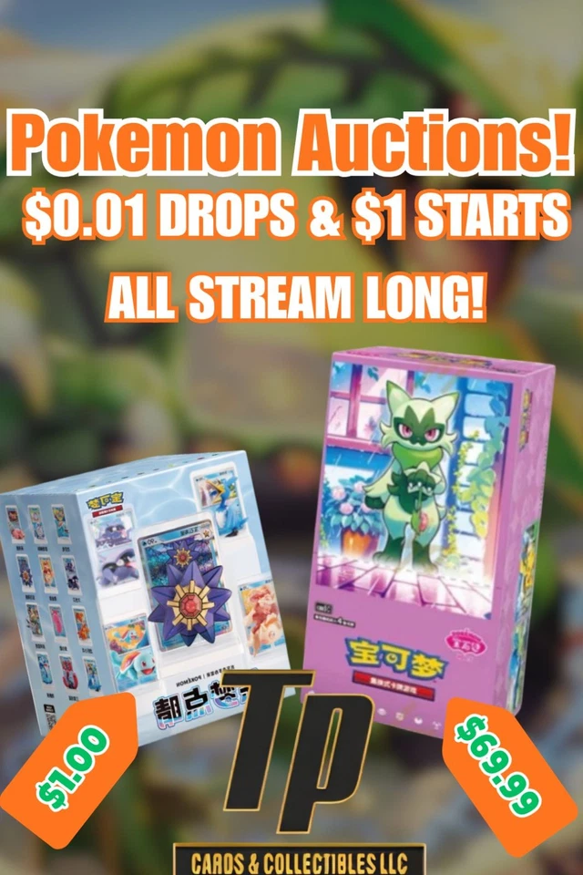 $1 Start Pokemon Auctions | Packs, Bundles, Boxes w/ Sadie