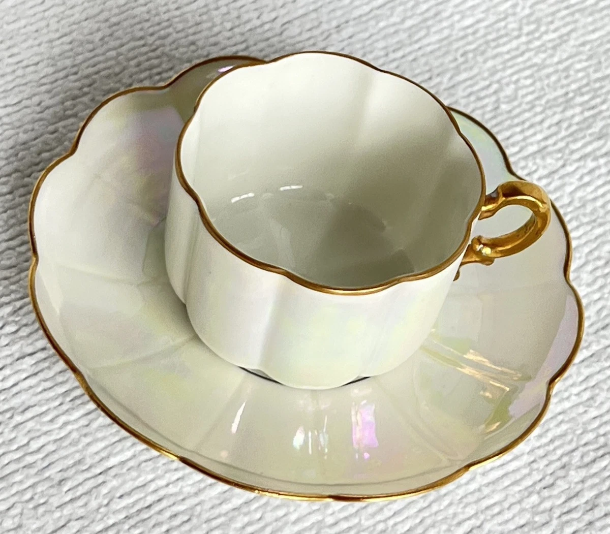 Service à Thé Duo Limoges Doré – Deux Tasses Et Soucoupes En Porcelaine