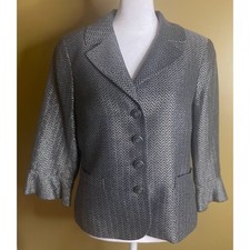 Doncaster Gray Herringbone Wool Blend Blazer Petite Size 10