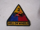 MILITARY PATCH OLDER WW2 ERA TO 80s 2ND ARMORED DIVISION HELL ON WHEELS #3