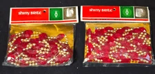 Vintage Christmas Decoration Shiny Brite Red & Gold Bead Chain Garland 8ft Lengt