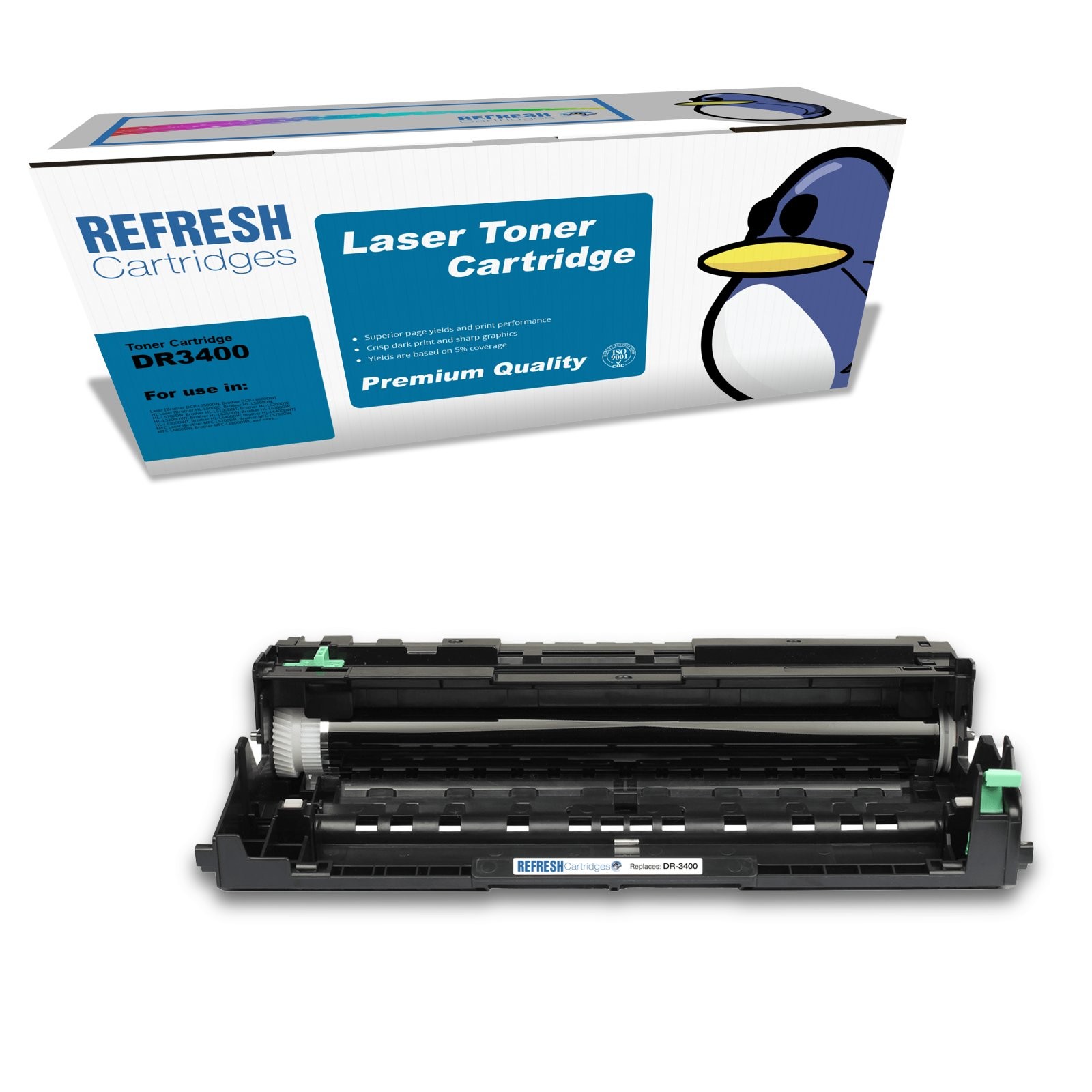 Refresh Cartridges Black Imaging Drum DR3400 Compatible With Brother Printers