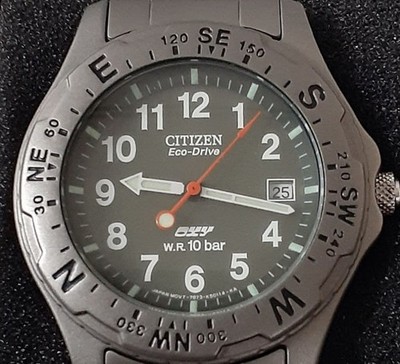 Citizen Eco-Drive Titanium Solar Timepiece 100M Gray Dial Date Herrenuhr