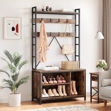 5 in 1 Coat Hall Tree Bench Coat Rack Shoe Storage Entryway Bench with Cubbies