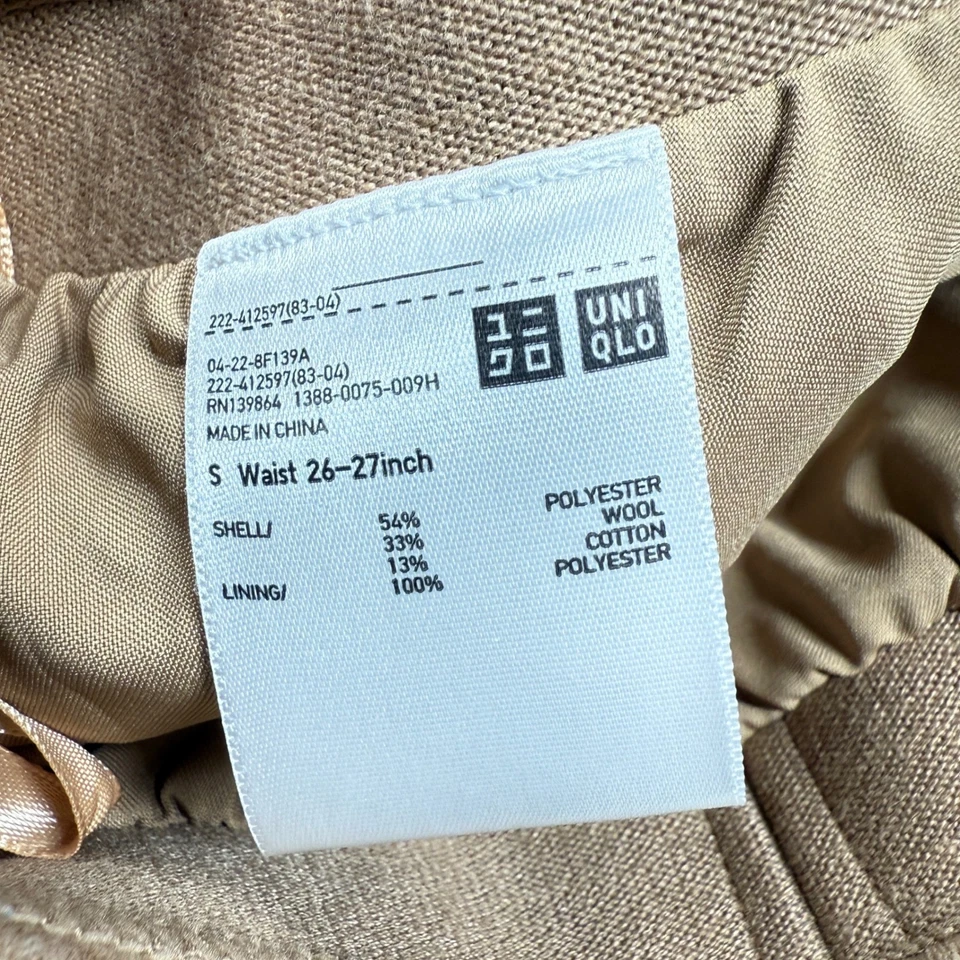 Falda midi Uniqlo mezcla de lana línea A tostada pequeña carrera trabajo informal niña limpia Foto 4 de 4