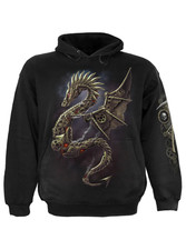 Unisex Steampunk Dragon Hoodie Gothic Black Pullover Sweatshirt Fantasy