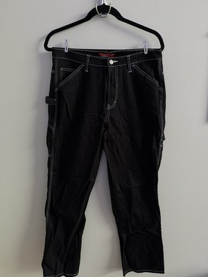Dickies Women's Black Carpenter Pants Contrast Stitching Pockets Straight Leg