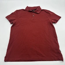 Hugo Boss Polo Shirt Men M Brown Solid Logo Embroidered 100% Cotton.32627