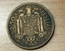 1953 (54) Spain 2 1/2 Pesetas Francisco Franco.