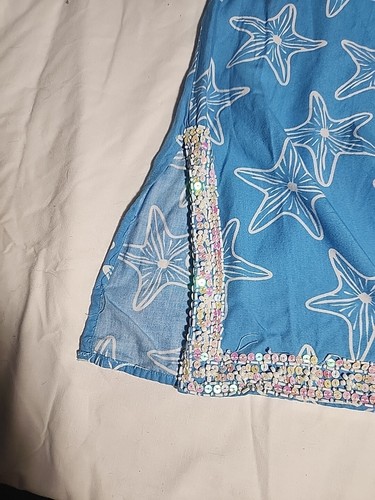 Top tunica donna Escapada XS blu con bordo bianco stelle marine perline manica a campana 3/4 - Foto 8 di 10
