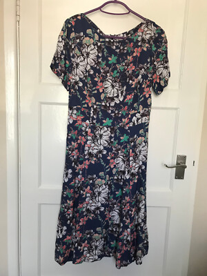 Monsoon lila Blumen kräftig Kurzarm Tunika Kleid UK Größe 10