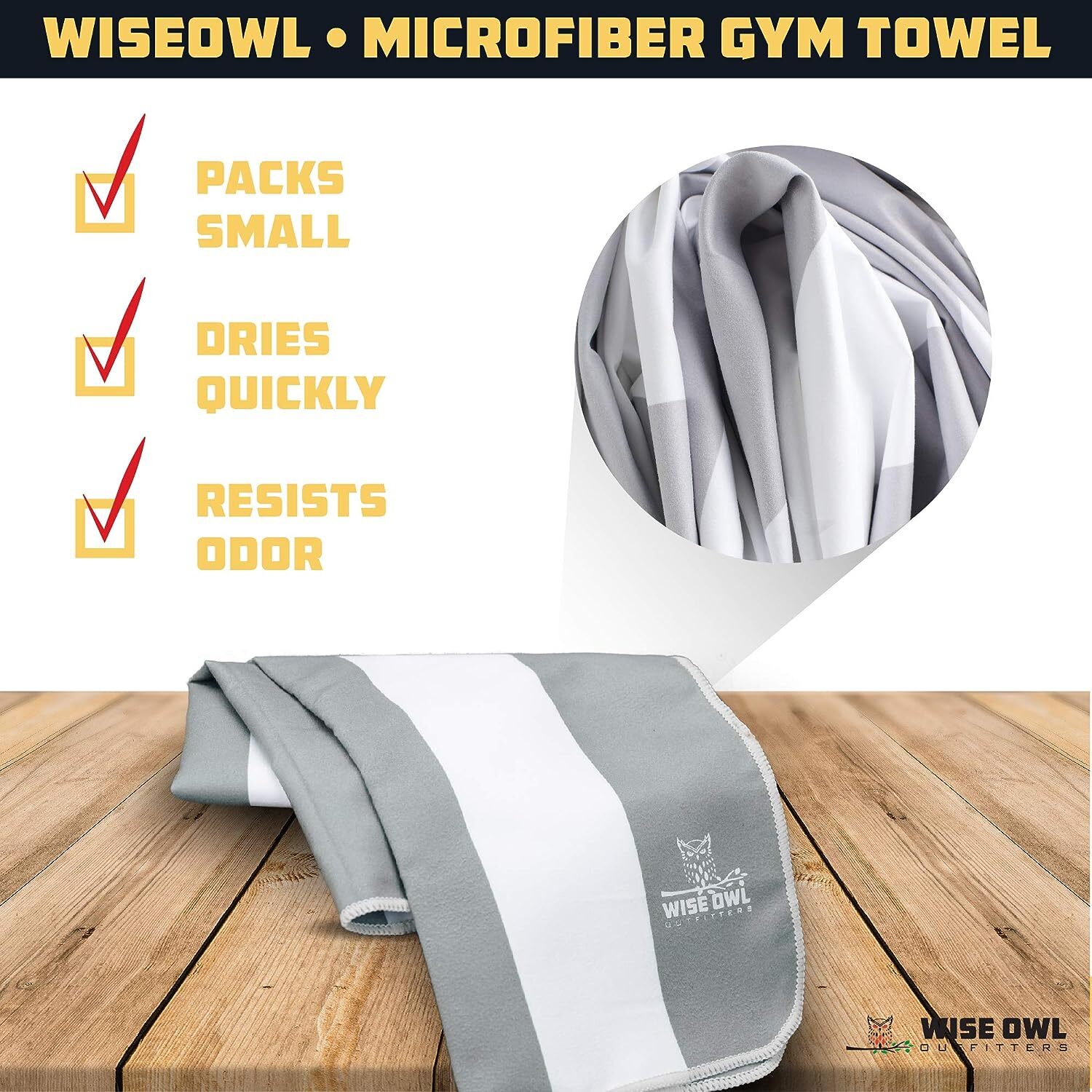 Wise Owl Outfitters Microfiber Beach Towel and Yoga Towel, 4 Pack