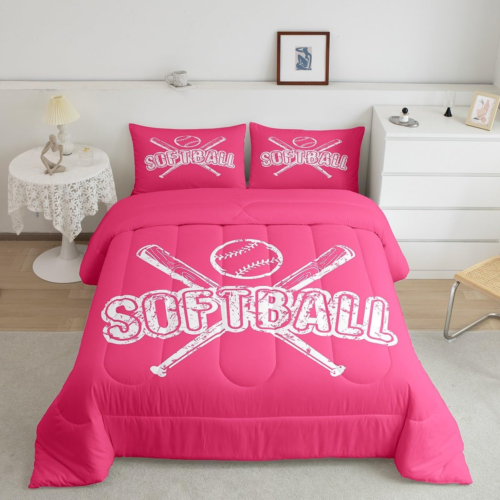 Softball Comforter Set,Sports Gaming Bedding Set for Kids Girls Women,Adults Spo