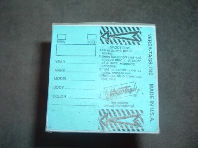 Versa-Tags Car Dealer 250 Key Tags Self Laminating With Metal Rings BLUE NEW
