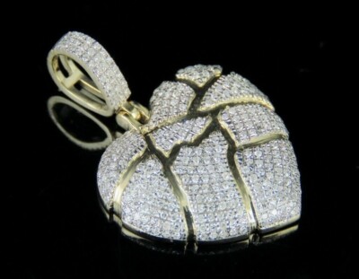 2.65 Ct Round Cut Simulated Diamond Heart Charm Pendant 14k Yellow Gold Plated