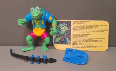 Retro Spielzeug TMNT Dschingis Frosch 1989 Bandai mit etwas Zubehör 80er Vintage Toy
