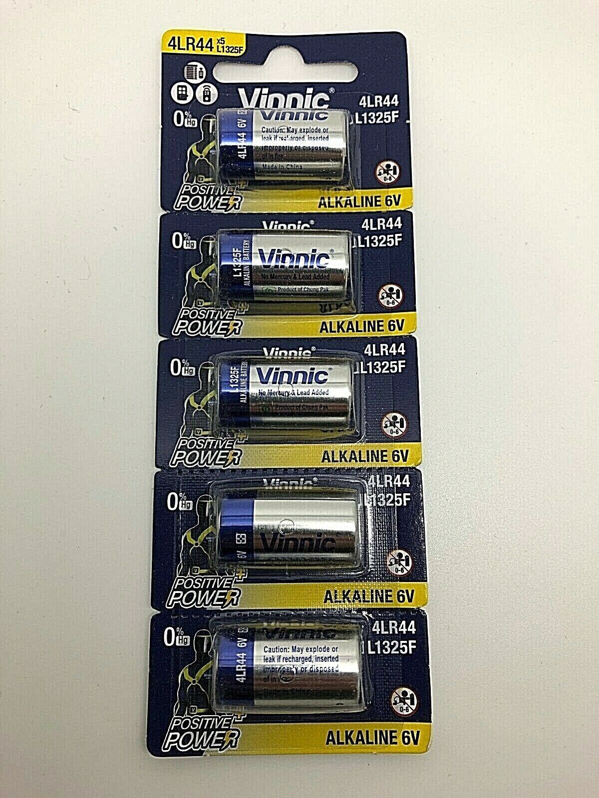 5x 6V L1325 BATTERIES VINNIC ALKALINE L1325F L1325 4LR44 A544 eBay