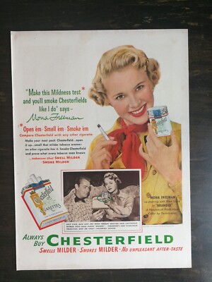 Vintage 1951 Chesterfield Cigarettes Mona Freeman Full Page Original Ad - 622