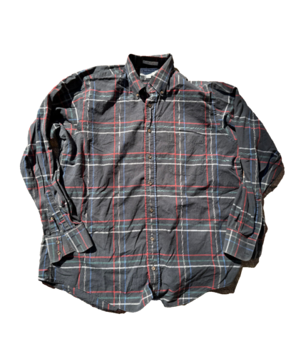 Burberrys Of London Plaid Red Blue Long Sleeve Size L Dress Shirt FLAWS