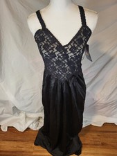 NWT Vtge Debutante Black Lace Nylon Stretch Top Size Small