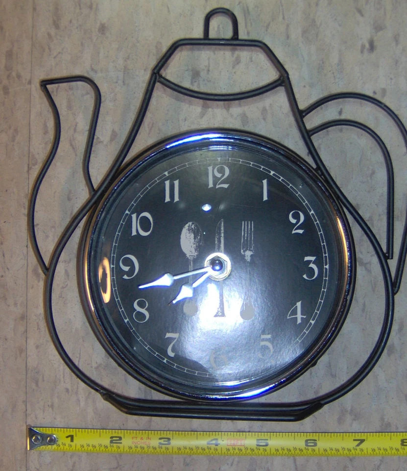 Reloj de mesa o pared vintage negro hierro forjado comida té cafetera olla Foto 4 de 4