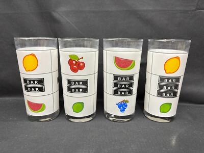 Set of 4 ~ Luminarc ''CASINO NIGHT'' Highball Glass Tumblers ~ 15 oz. 6 1/4'' Tall
