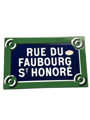 Rue Du Faubourg Paris Enamel Metal Authentic Vintage Street Sign Gallery RARE