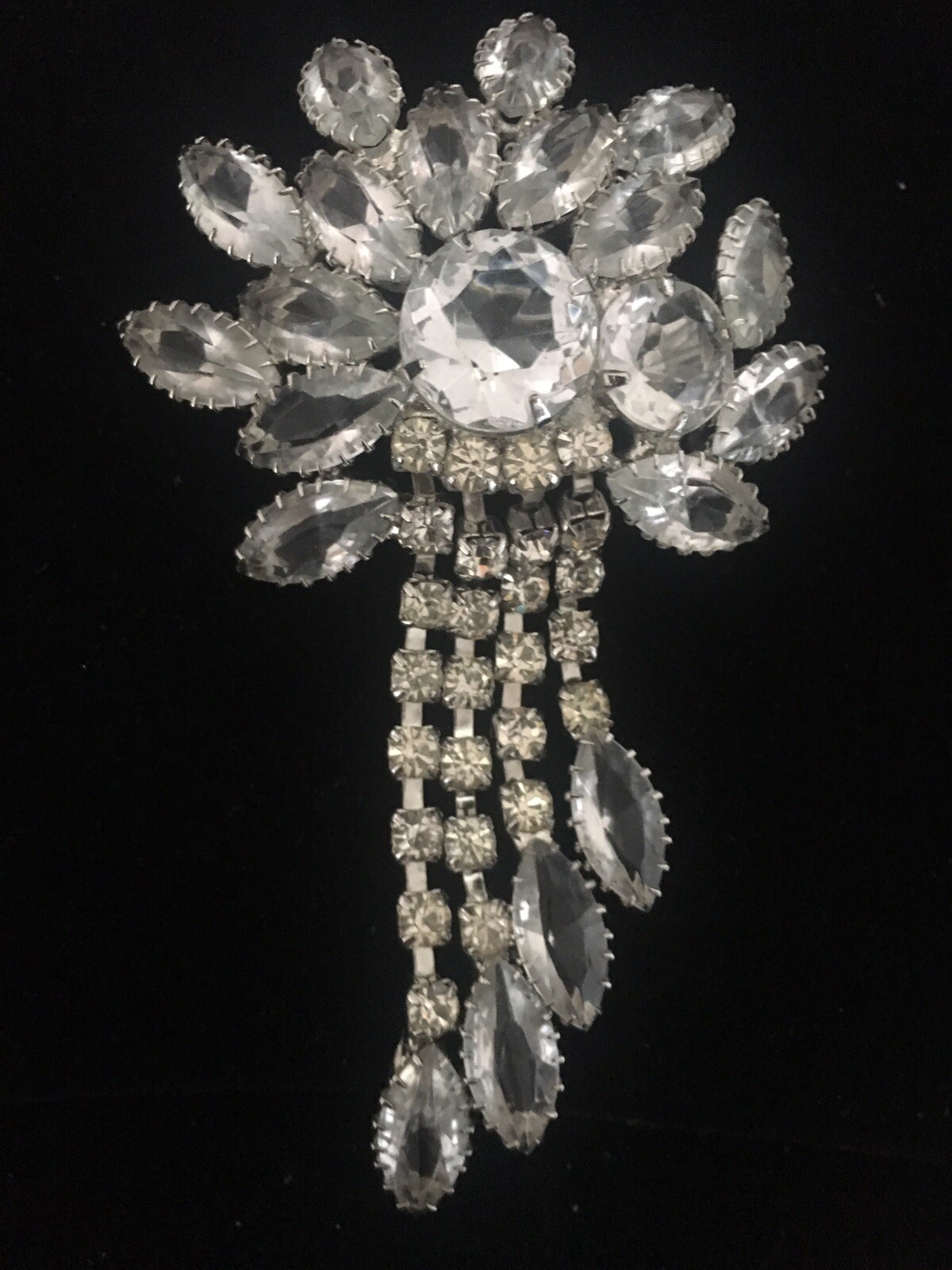 Juliana Dangling Clear Rhinestone Statement Brooch - image 1