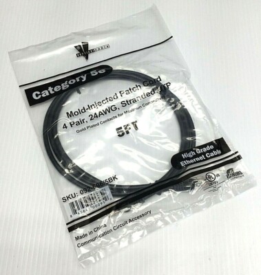 EACH 5FT BLK CATe VERTICAL 092-606/5BK 24AWG 4-PAIR MOLD-INJECTED PATCH CORD(Z16