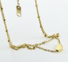 Women Titanium Stainless Steel Delicate Heart Double Chain Hand Bracelet 5.7-8"