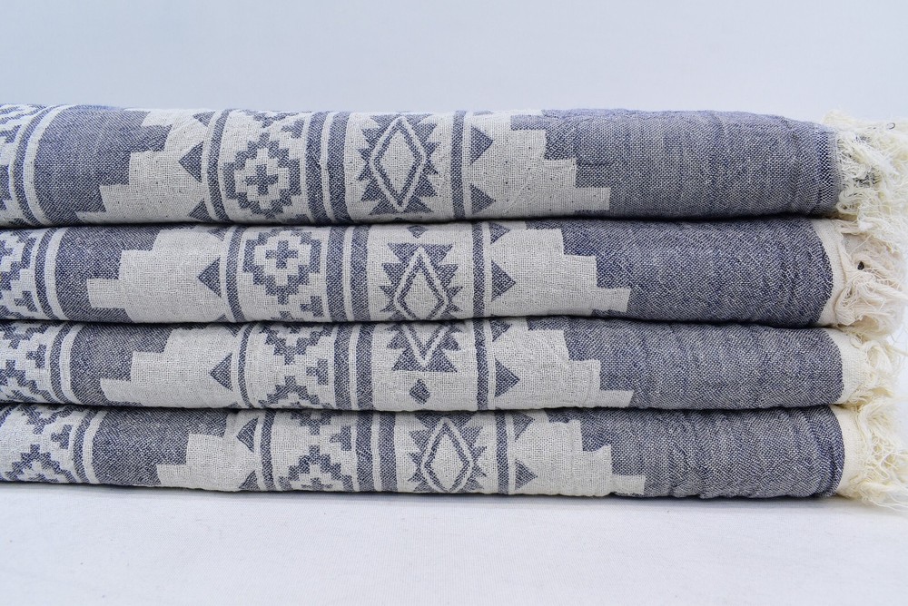 Geometric Blanket, 59x90 Navy Blue Blanket, Blanket, Bedspread Blanket,