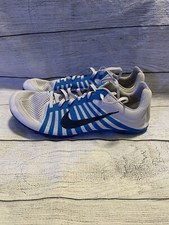 NIKE Sz 12 Zoom D Track Shoes MENS White Grey Blue cleats 819164-004 NEW