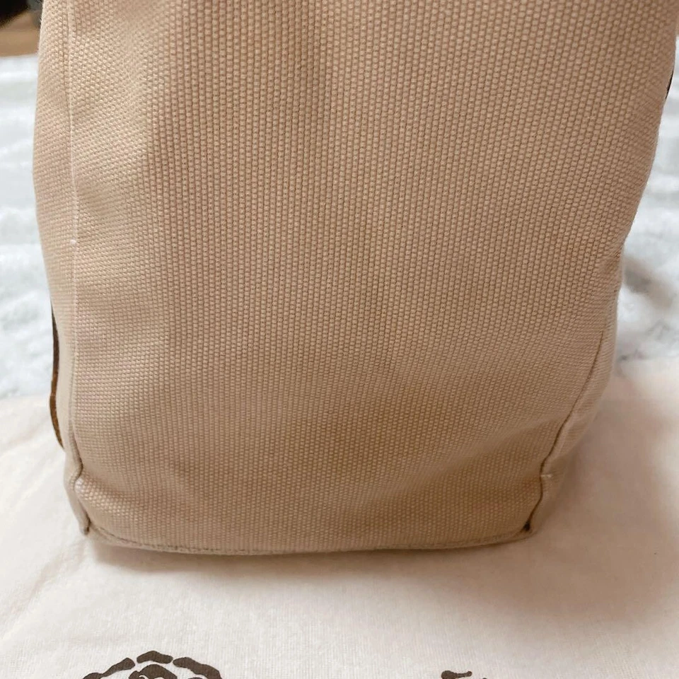 Bolso de Mano IL BISONTE Lona Cuero Color Beige Marrón USADO Foto 2 de 4