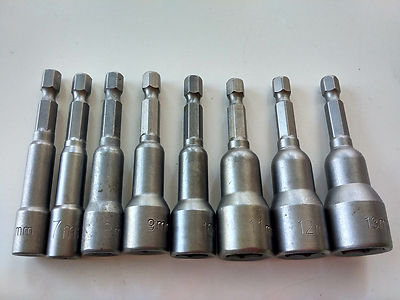 US Stock Metric 14mm-19mm Socket Magnetic Nut Driver Set 1/4'' Hex ...
