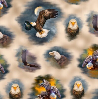 Quilting Treasures - Eagle Dreams - Eagle Vignettes - Cream, Fabric BTY