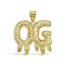 OG Original Gangster Pendant Mens Charm 10k Yellow Gold 1.2 inch