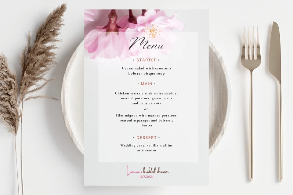 Juego Digital Completo Ducha Nupcial: Invitaciones, Programas, Menús y Tablero de Bienvenida Foto 4 de 4