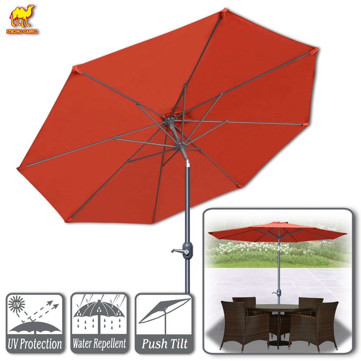 camel patio umbrella STRONG 10' Banana Cantilever Offset Sunshade Hanging Umbre – Sunny Outdoor US designed for easy operation and reliable sun protection Galtech 221 7.5' Manual Lift