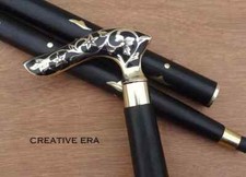 Antique Brass Victorian Handle Wooden Vintage Style Designer Walking Stick Cane