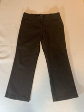 Talbots 12P Womens Brown Dress Pants Cotton Blend Zip Pockets Flat Front