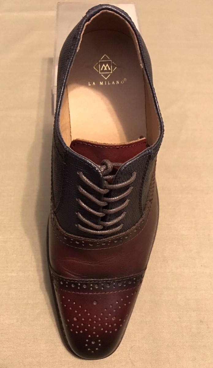 La Milano Mens Weston Burgundy Leather Dress Lace Up Oxford  display picture 1