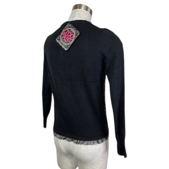 Too Fast Gold Skeleton Ribs Goth Witch Emo Black Cardigan Sweater S - Image 4 of 4